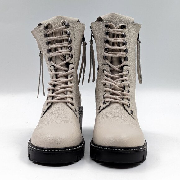 Golo Women Peace War Tapioca Leather Lace-up Zip Combat boots size 7.5 - Picture 2 of 11